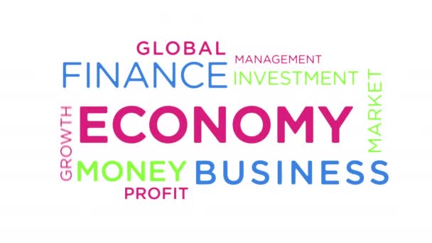 Экономика Финансы Кинетический Текст Аннотация Концептуального Цикла Анимированы Бизнес Деньги — стоковое видео