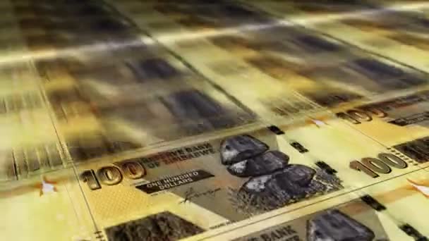 Simbabwe Dollar Geldblatt Drucken Simbabwische Zwl Banknoten Mit Schleifen Druck — Stockvideo