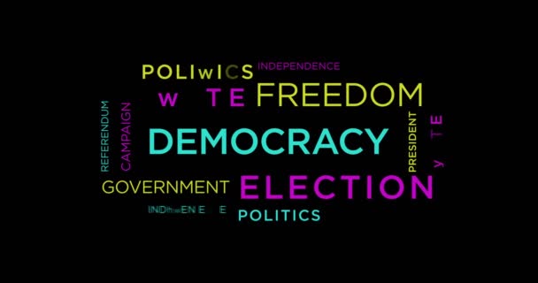 Demokrati Och Frihet Kinetisk Text Abstrakt Begrepp Loop Animerade Regering — Stockvideo