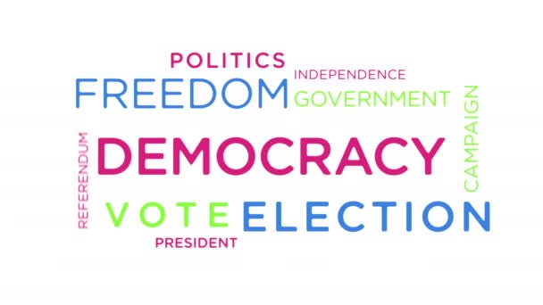 Demokracie Svoboda Kinetický Text Abstraktní Koncept Smyčka Animovaný Vláda Politika — Stock video
