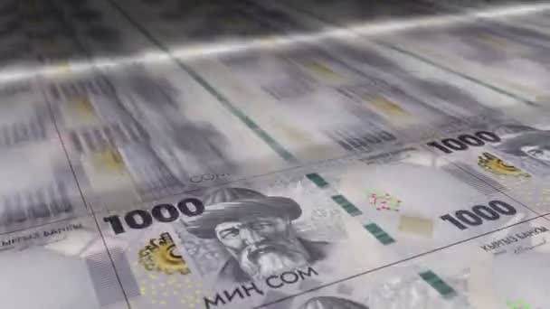 Kirgisistan Ist Eine Geldanlage Fan Von Banknoten Der Hand Kirgisische — Stockvideo