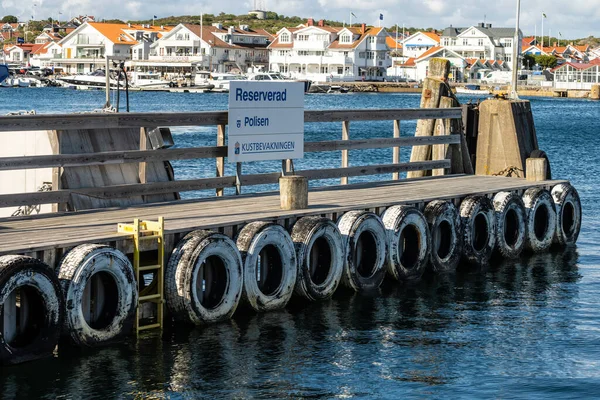 Kungalv Schweden Juli 2022 Pier Für Ein Polizeiboot Reserviert — Stockfoto