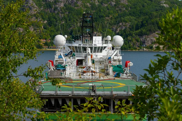 Lindesnes Norway August 2022 Top Deck Cranes Antennae Seismic Surveyor — Stock Photo, Image