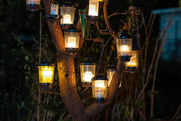 Memorial Grave Lights All Saints Day — Stock Photo, Image