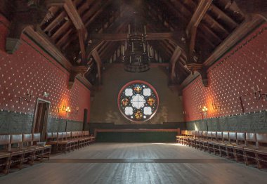 Oslo, Norveç - 10 Ağustos 2012: Akershus kalesindeki taht odası..