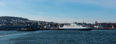 Horten, Norveç - 17 Nisan 2022: Basto Feribotu Horten I 'e vardı..