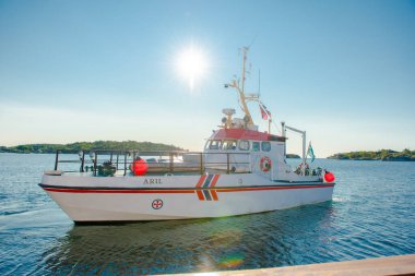 Risr, Norveç - 16 Temmuz 2015: Eski kurtarma botu Aril, şimdi özel mülk.