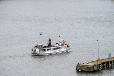 Gothenburg, Sweden - July 24 2022: Nya Varvet ferry cruising up the river.