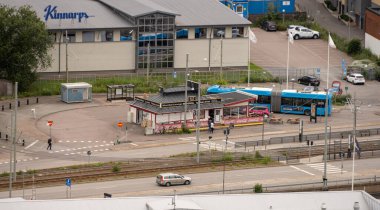 Gothenburg, Sweden - July 14 2022: Fast food kiosk at bus and tram stop Lana.