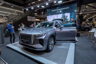 Gothenburg, Sweden - december 03 2022: Hongqi E-HS9 electric luxury SUV on display.
