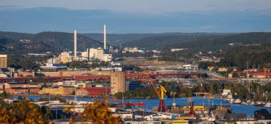 Gothenburg, Sweden - september 18 2022: Industry along E20 highway through Savedalen.