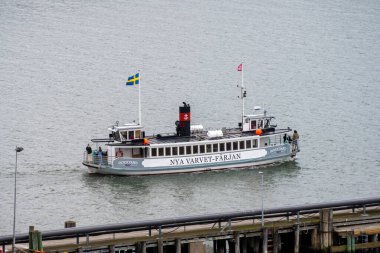 Gothenburg, Sweden - July 24 2022: Nya Varvet ferry cruising up the river.