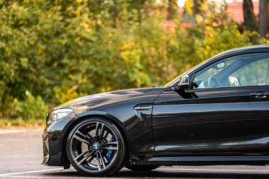 Gothenburg, Sweden - October 16 2022: Front of a black BMW M-car.