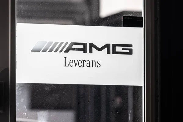 stock image Gothenburg, Sweden - november 23 2022: AMG delivery sign at a car dealership.