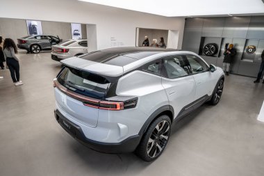 Gothenburg, Sweden - november 06 2022: White 2023 Polestar 3 electric performance SUV on display.