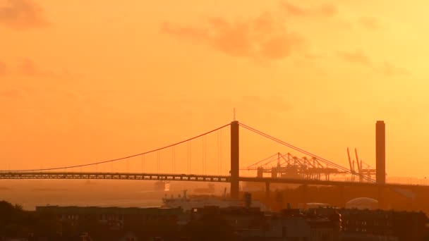 Most Alvsborgsbron Při Západu Slunce — Stock video