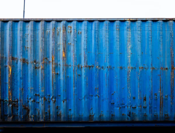 Πλευρά Ενός Μπλε Φθαρμένου Εμπορευματοκιβωτίου — Φωτογραφία Αρχείου