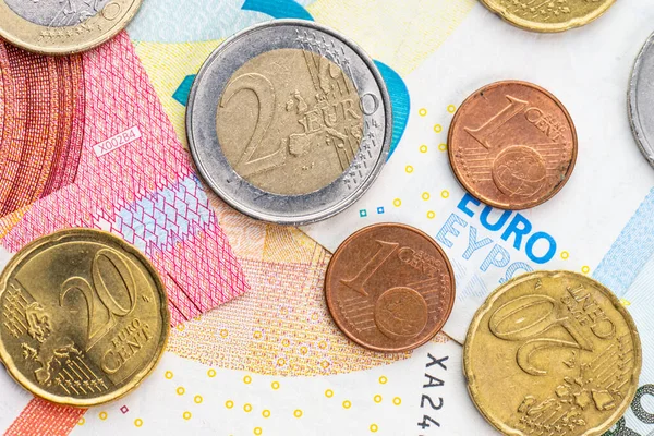 Monedas Euros Billetes Euros — Foto de Stock