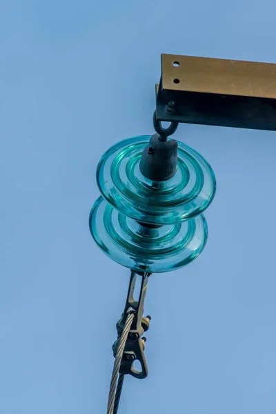 Гётеборг Швеция Ноября 2022 Года Стеклянный Изолятор Электрического Столба — стоковое фото
