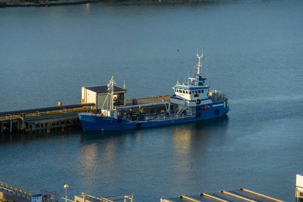 Γκέτεμποργκ Σουηδία Αυγούστου 2022 Μικρό Μπλε Βυτιοφόρο Στο Λιμάνι — Φωτογραφία Αρχείου