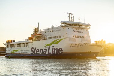 Göteborg, İsveç - 11 Temmuz 2022: Roro feribotu Stena Vinga Gothenburg limanına vardı..