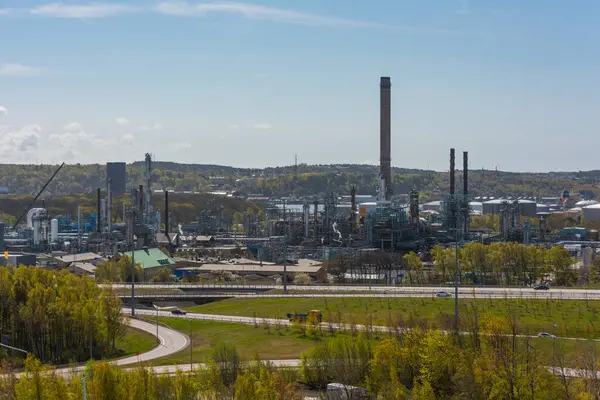 Gotemburgo Suecia Mayo 2022 Gran Refinería Petróleo Por Carretera — Foto de Stock