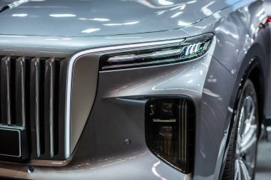 Gothenburg, Sweden - december 03 2022: Front of Hongqi E-HS9 electric luxury SUV.