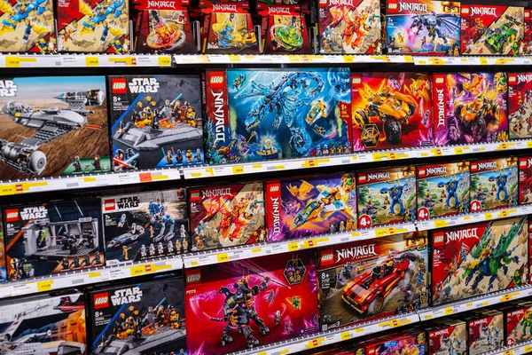 stock image Gothenburg, Sweden - november 06 2022: Full assortment of Lego sets in a toy store.