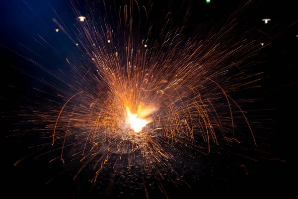 Yellow Ground Fireworks Asphalt — Photo