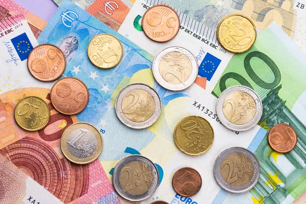 Surtido Monedas Euro Billetes Euro — Foto de Stock
