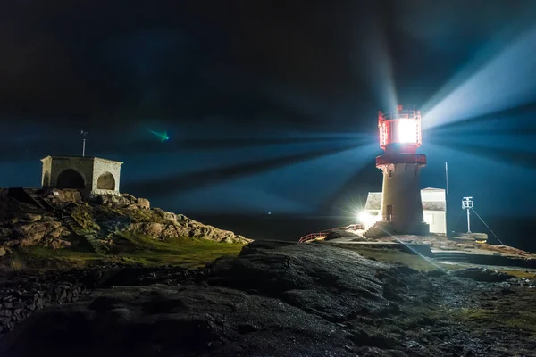 Lindesnes Norwegen Dezember 2013 Nachtaufnahme Des Leuchtturms Von Lindesnes — Stockfoto