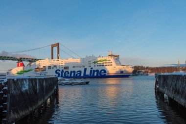 Göteborg, İsveç - Kasım 04: 2021: Stena Scandinavica Gothenburg limanına vardı.