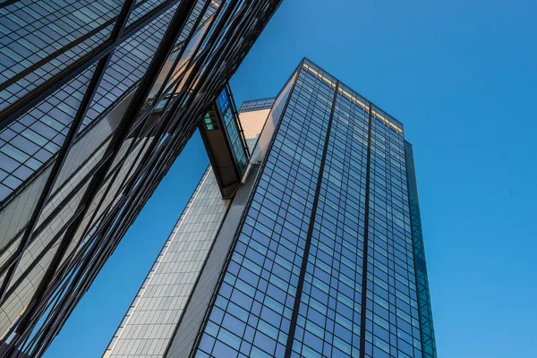 stock image Gothenburg, Sweden - september 10 2020: Looking up a tall glass and steel high-rise building.