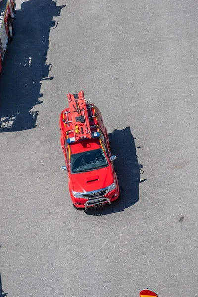 Göteborg Zweden Mei 2022 Bovenaanzicht Van Een Kleine Brandweerwagen — Stockfoto