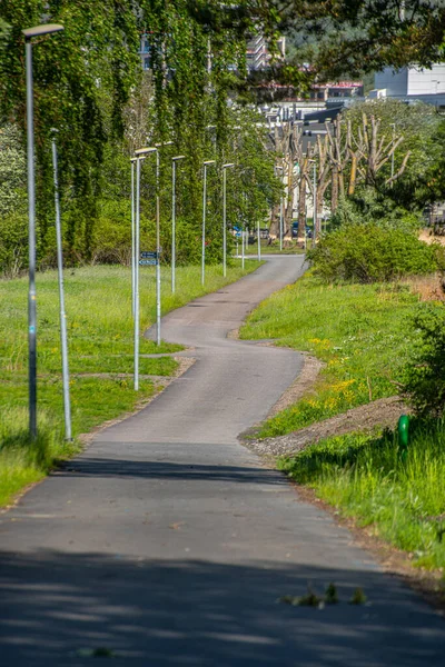 Molndal Sweden May 2022 Long Winding Bike Road Lights — 图库照片