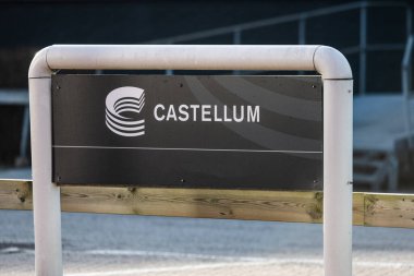 Göteborg, İsveç - 12 Şubat 2023: Castellum yol kenarı tabelası.