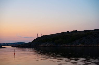 Göteborg, İsveç - 14 Mayıs 2023: Göteborg limanındaki sahil silah kalesi.