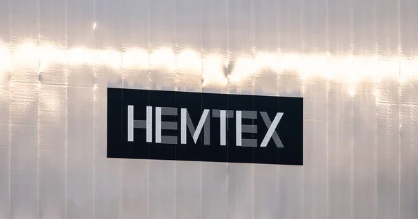 stock image Gothenburg, Sweden - February 12 2023: Hemtex sign on the facade of a shop.