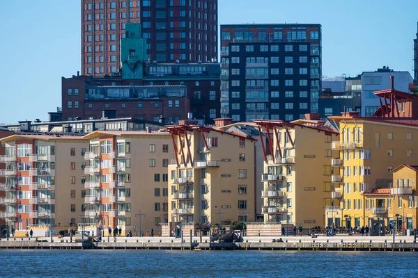 Göteborg Mars 2023 Lägenhetshus Och Strandpromenad Vid Eriksberg — Stockfoto
