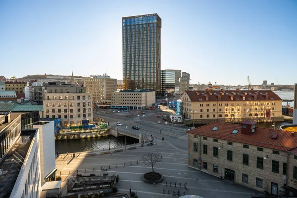 Gotemburgo Suécia Março 2023 Hotel Draken Elevando Acima Jarntorget — Fotografia de Stock