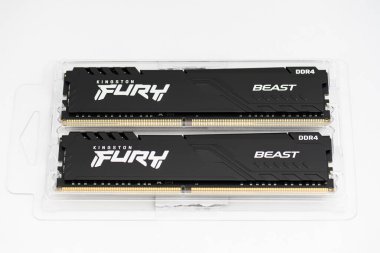 Göteborg, İsveç - 4 Şubat 2023: İki Kingston Fury Beast DDR4 bilgisayar çubuğu.