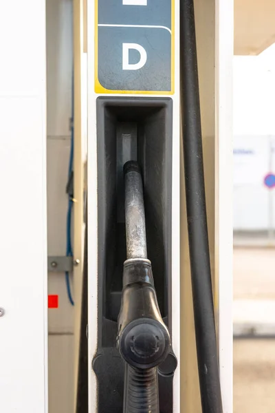 Gothenburg Švédsko Února 2023 Rukojeť Černého Dieselového Čerpadla Čerpací Stanici — Stock fotografie