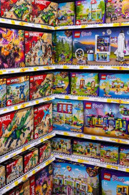 Gothenburg, Sweden - november 06 2022: Full assortment of Lego sets in a toy store.