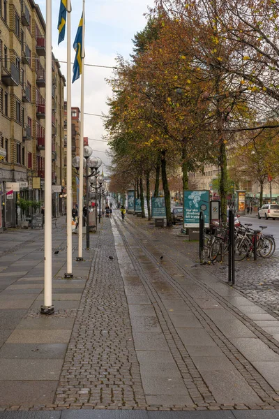 Gotemburgo Suécia Novembro 2022 Olhando Para Baixo Avenyn Dia Chuvoso — Fotografia de Stock