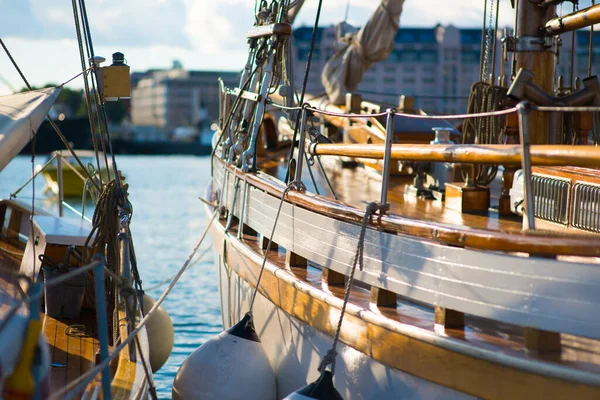 Oslo Norway July 2014 Railing Traditional Wooden Sailboat — Stock Photo, Image