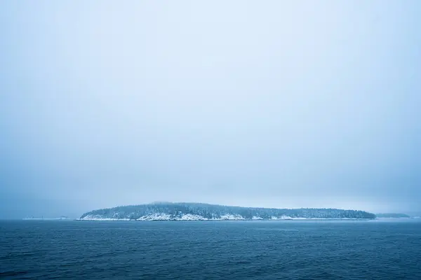 Sněžný Ostrov Zataženém Počasí Zimě — Stock fotografie