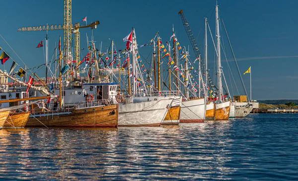 Oslo Norvégia Július 2014 Kilátás Egy Armada Fahajó Bjorvika — Stock Fotó