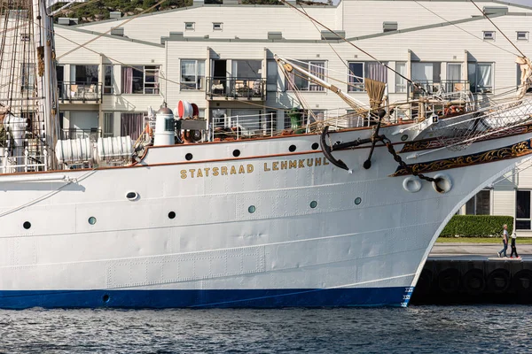 Lindesnes Norway August 2021 Sail Training Vessel Statsraad Lehmkuhl Port — Stock Photo, Image