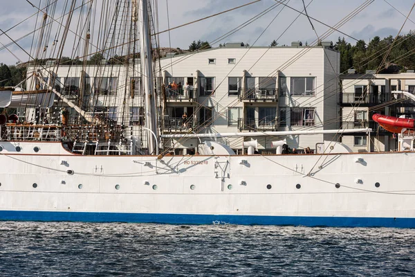 Lindesnes Norwegen August 2021 Segelschulschiff Statsraad Lehmkuhl Hafen Von Baly — Stockfoto