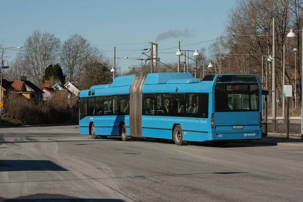 Gothenburg Suède Février 2022 Autobus Tourisme Bleu Volvo 7700 Gnc — Photo